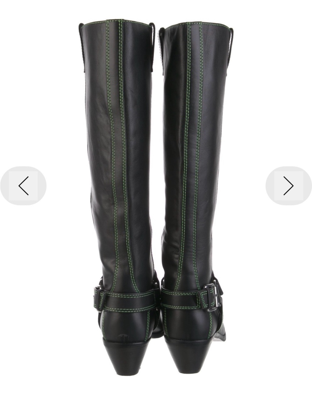 Caverly Leather Roding Boot with Green Stitching and Harness - Picture 4 of 5